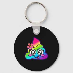 Porte-clés Arc-en-ciel Op Emoji Licorne Mignonne O Fleur Idio
