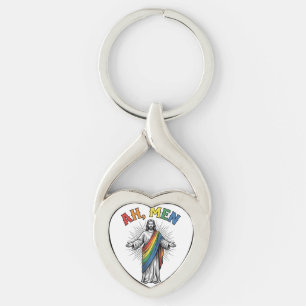Porte-clés Arc-en-ciel religieux vintage Ah Men