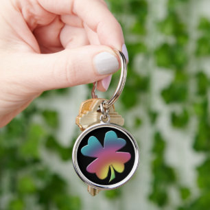 Porte-clés Arc-en-ciel shamrock en noir