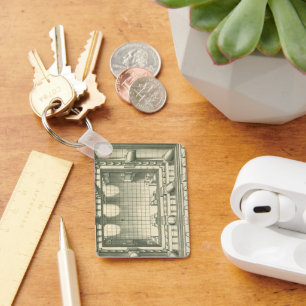 Porte-clés Architecture vintage, perspective de la cour de l'