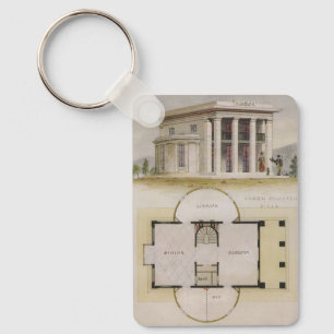 Porte-clés Architecture vintage, plan d'étage et villa grecqu