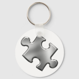 Porte-clés Argent de morceau de puzzle d'autisme