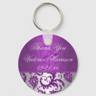 Porte-clés Argent et pourpre Damask II mariage Favoriser Port