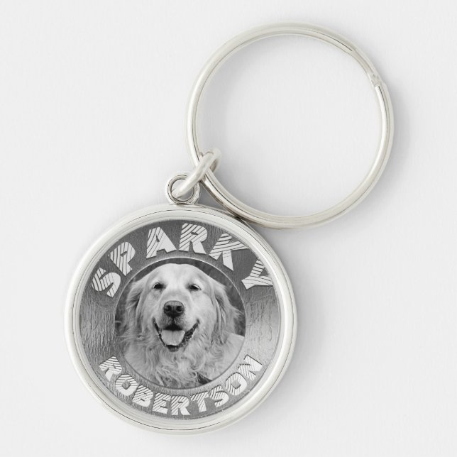 Porte-clés Argent mémorial de chien personnalisé (Devant)