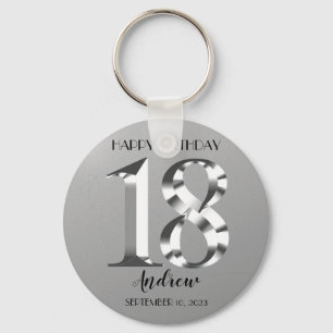 Porte-clés Argent métallique 18e anniversaire