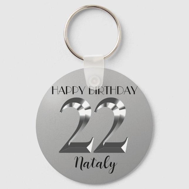 Porte-clés Argent métallique 22e anniversaire (Recto)