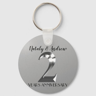 Porte-clés Argent métallique 2e anniversaire Mariage