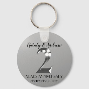Porte-clés Argent métallique 2e anniversaire Mariage