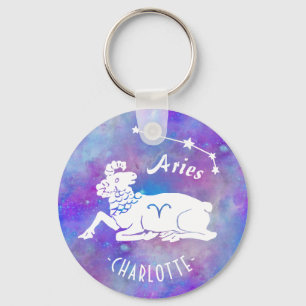 Porte-clés Aries Ram Constellation Étoiles Nom personnalisé