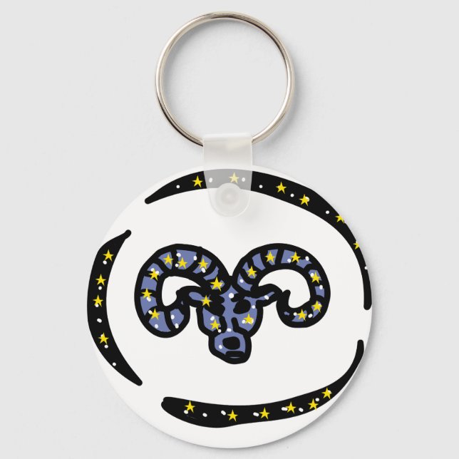 Porte-clés Aries Ram Zodiac Keychain – Minimal Cosmic Ram (Recto)