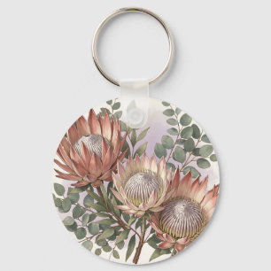 Porte-clés Arrangement botanique d'eucalyptus et de protée ro