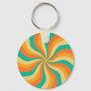 Porte-clés Arrière - plan coloré Retro les années 70 Sunburst