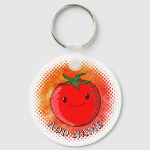 Porte-clés Arrière - plan d'aquarelle de tomate de carton mou