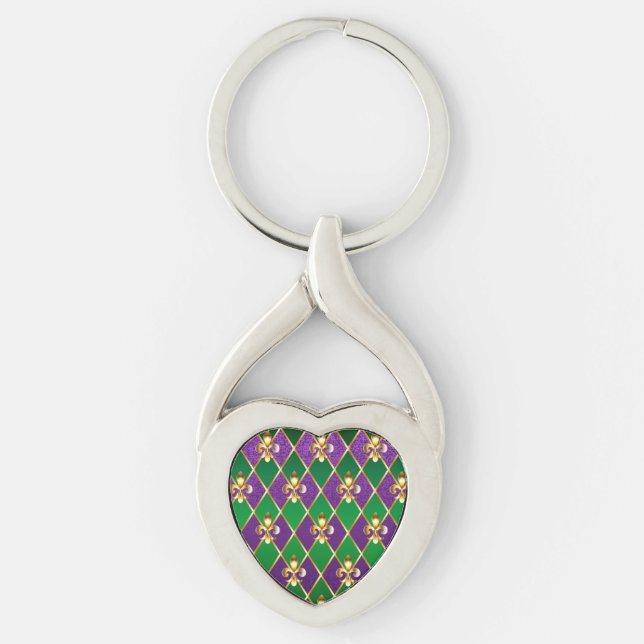 Porte-clés Arrière - plan de bijoux Mardi Gras (Devant)