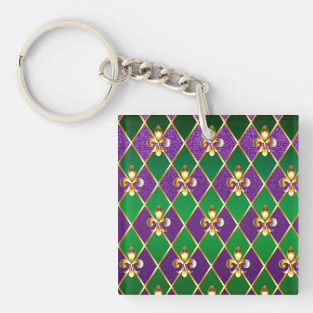Porte-clés Arrière - plan de bijoux Mardi Gras (Devant)