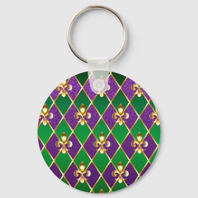 Porte-clés Arrière - plan de bijoux Mardi Gras (Recto)