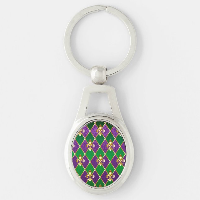Porte-clés Arrière - plan de bijoux Mardi Gras (Devant)