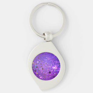 Porte-clés Arrière - plan de feuille violet avec étoiles