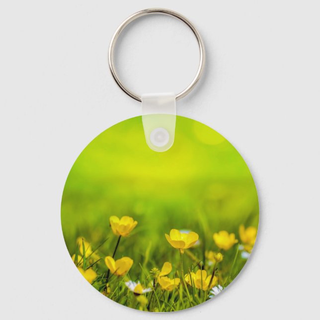 Porte-clés Arrière - plan des fleurs de printemps (Recto)