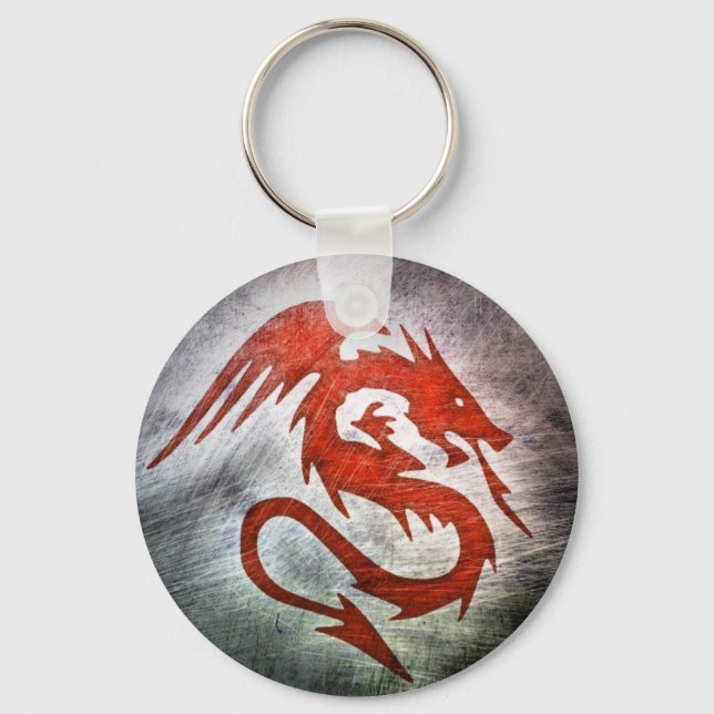 Porte-clés Arrière - plan noir de dragon rouge (Recto)