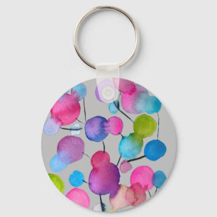 Porte-clés Art abstrait d'arbre d'été rose