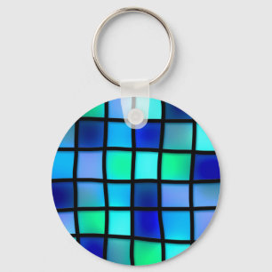 Porte-clés Art bleu en verre souillé de pourpre de vert de