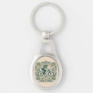 Porte-clés Art Cycliste Féminin Inspiré par la Nature - Vélo