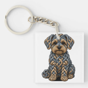 Porte-clés Art de chien Yorkiepoo en nœud celtique