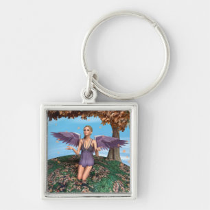 Porte-clés Art de fantaisie d'ange priant violet Automne