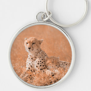 Porte-clés Art de faune de guépard et de petit animal