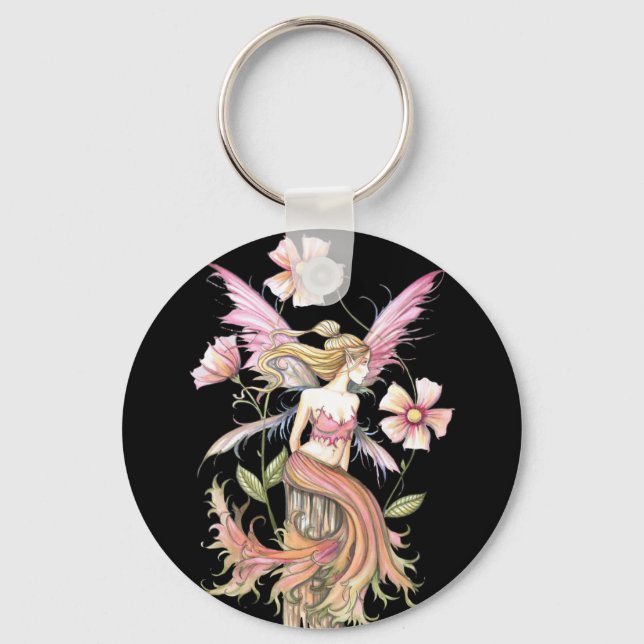 Porte-clés Art de Fée Fleur Rose (Recto)