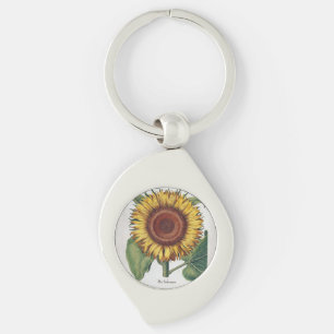 Porte-clés Art de fleur de damas vintage tournesol
