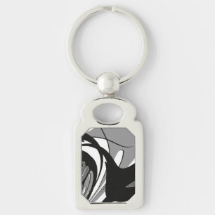 Porte-clés Art de forme noir et blanc