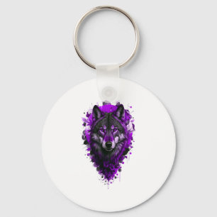 Porte-clés Art de loup - Autocollant violet 
