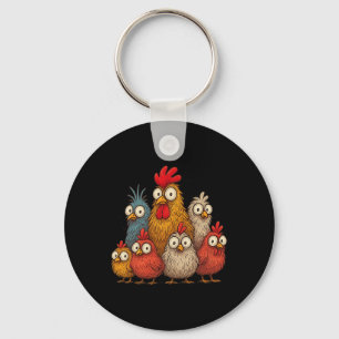 Porte-clés Art de poulet Cadeaux de poulet fous pour hommes f