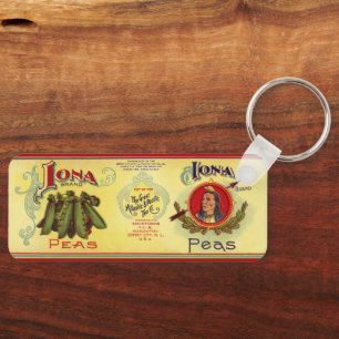 Porte-clés Art d'étiquette de canette de légumes vintage, poi