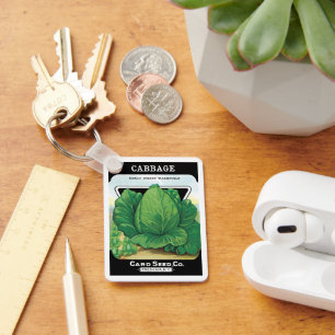 Porte-clés Art d'étiquette de pochette de graines vintage, ch