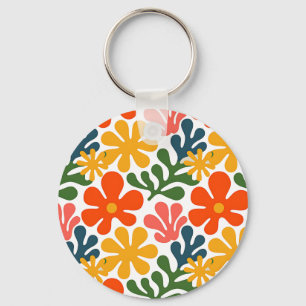 Porte-clés Art floral abstrait coloré Matisse rétro