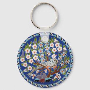Porte-clés Art floral de tuile de paon