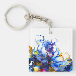 Porte-clés Art fluide de l'Agate de Marbre Bleu