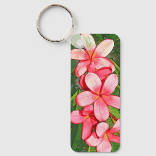 Porte-clés Art Frangipanier Tropical Rose