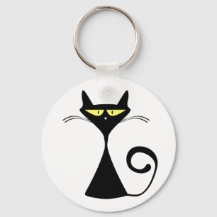 Porte-clés Art minimaliste de chat noir élégant