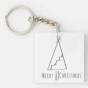 Porte-clés Art minimaliste de la ligne Arbre de Noël Joyeux
