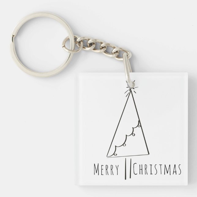 Porte-clés Art minimaliste de la ligne Arbre de Noël Joyeux (Devant)
