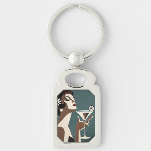 Porte-clés Art Moderne du Milieu du Siècle La DIva Martini