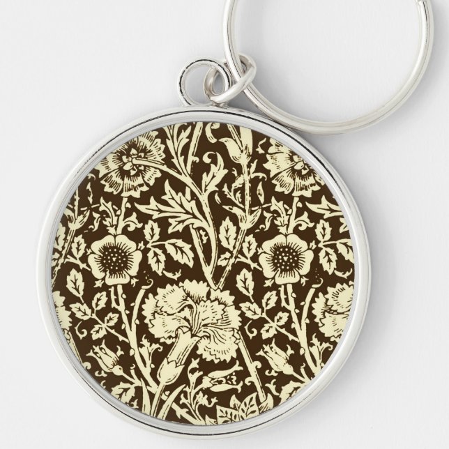 Porte-clés Art Nouveau Carnation Damas, Brown et crème (Devant)