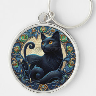 Porte-clés Art Nouveau Chat noir Porte - clé celtique