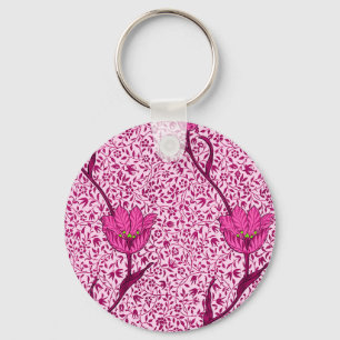 Porte-clés Art nouveau Tulip Damask, Wine & Fuchsia Pink