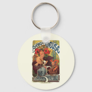 Porte-clés Art Nouveau vintage Alphonse Mucha