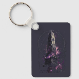 Porte-clés Art Occulte de l'Obélisque Cosmique Violet Sombre